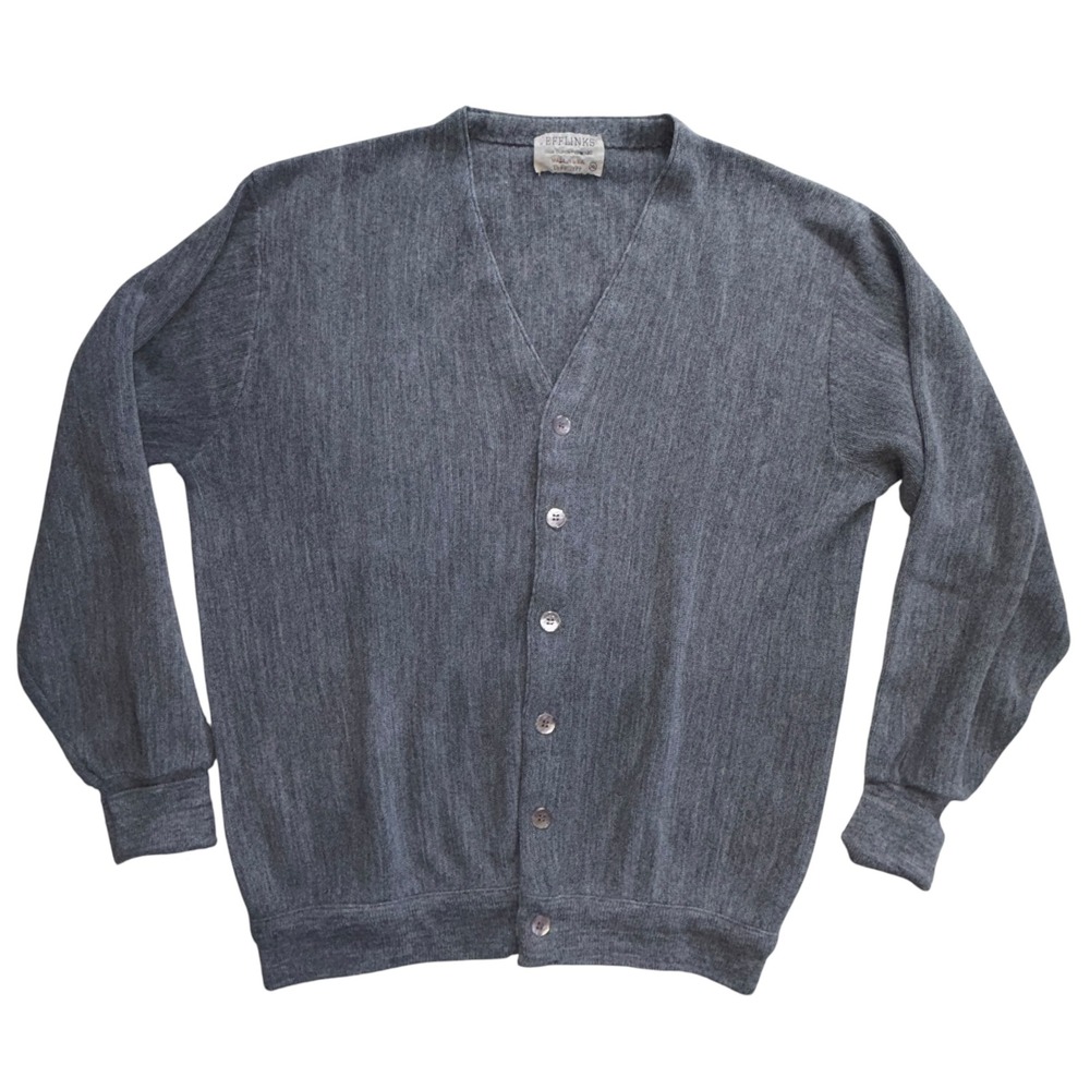 Lord Jeff Jefflinks Cardigan Mens Vintage Orlon Knit Gray XL Grandpacore USA